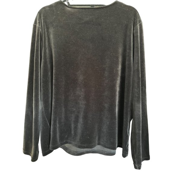 Bechamel Woman size 1X black velour sequin snowflakes holiday party top - Picture 3 of 6